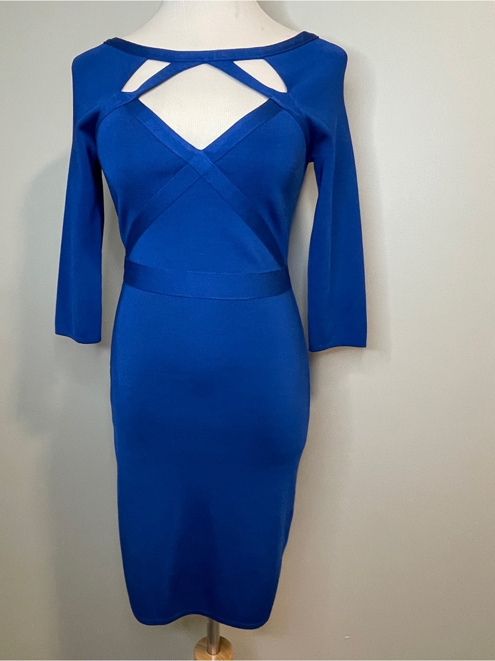 VENUS Cobalt Blue Long Sleeve Cutout Sheath Dress